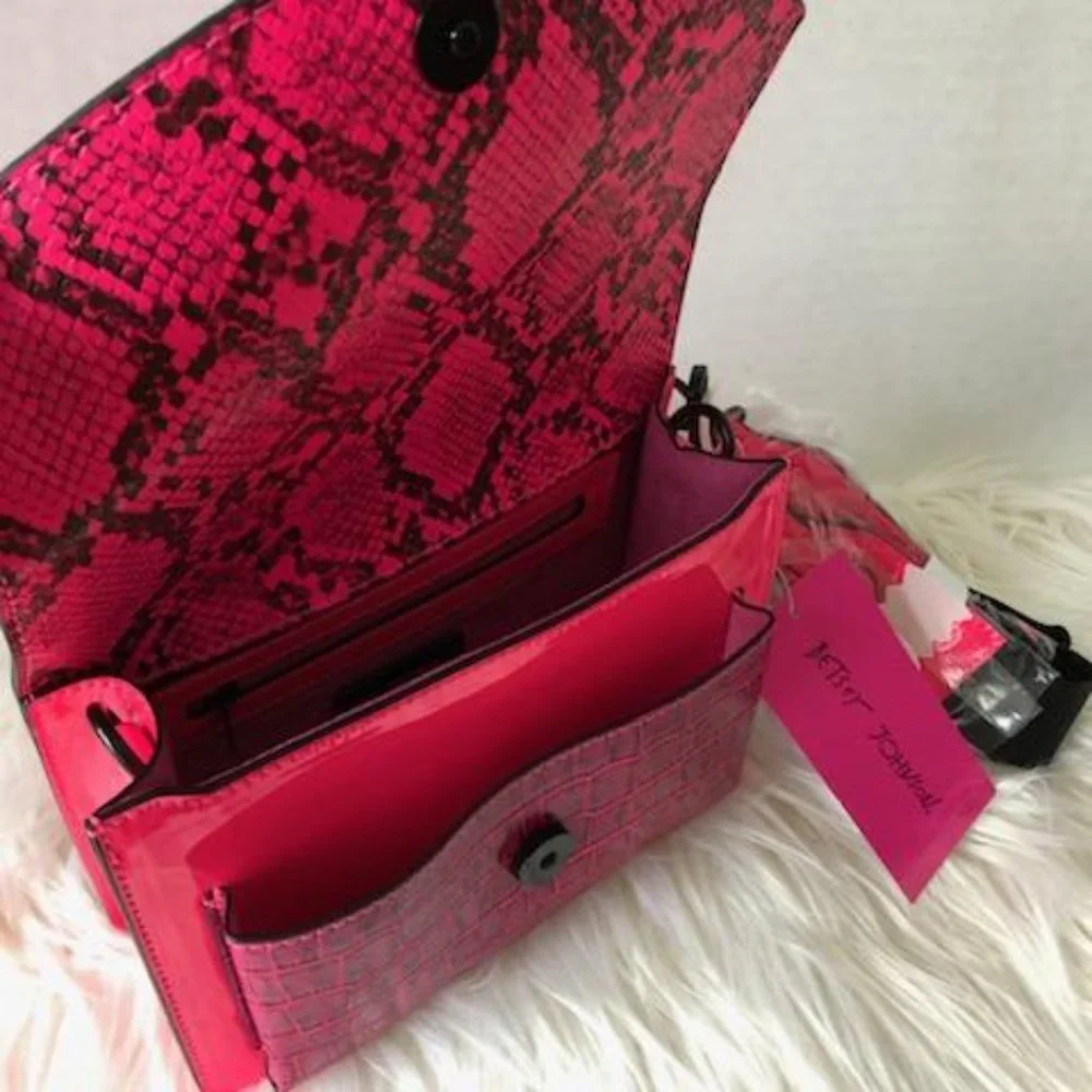 Betsey Johnson Neon Pink Flap Crossbody